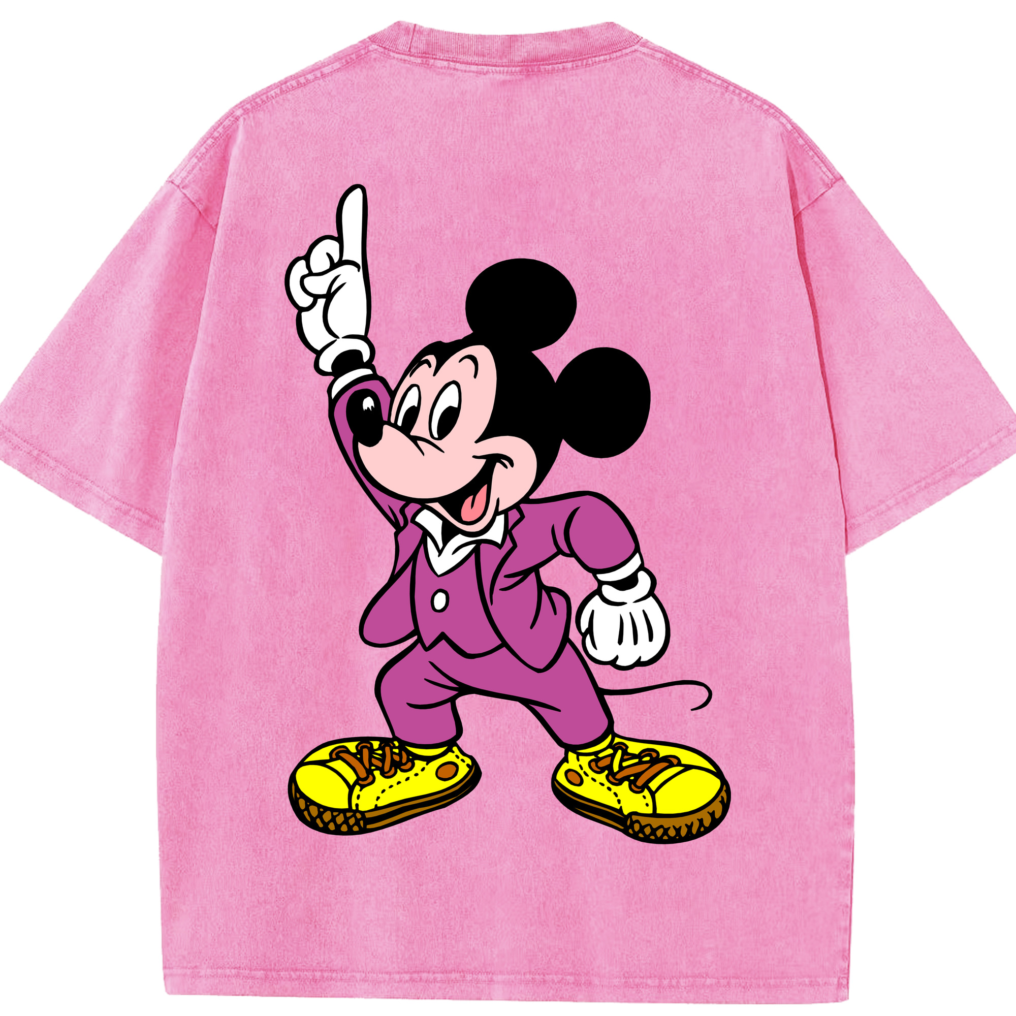 （画像用） ミッキーマウス Mickey Mouse 綿100% ヴィンテージ風 半袖Tシャツ（背面プリント）